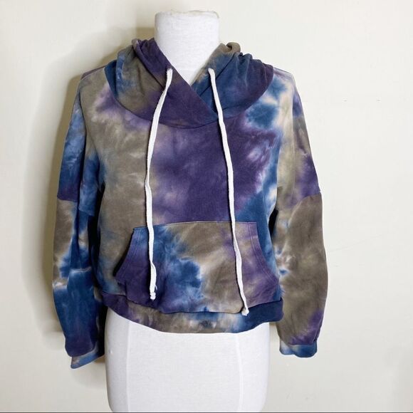 Zella Sweatshirt Tie Dye Crop Hoodie Medium - Picture 1 of 9